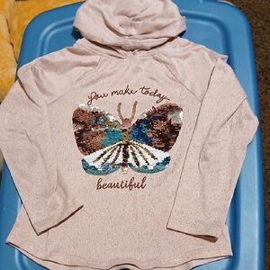 Sweet Butterfly girls  Sequin Butterfly Top M